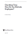 One More Time: How Do You Motivate Employees?